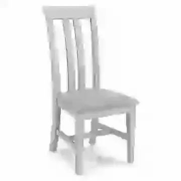 Grey Painted Slat Back Dining Chair with Grey Fabric Seat Pad (sold in pairs only)